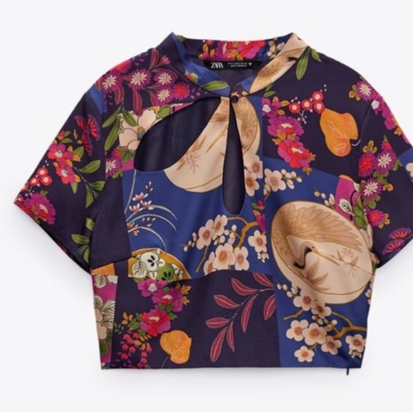 ZARA satin effect printed crop top size small - Picture 5 of 10